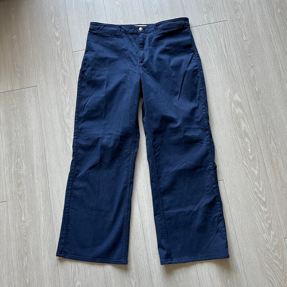 Madewell The Curvy Wide Leg Pant in Garment Dyed Twill Womens 32 Blue